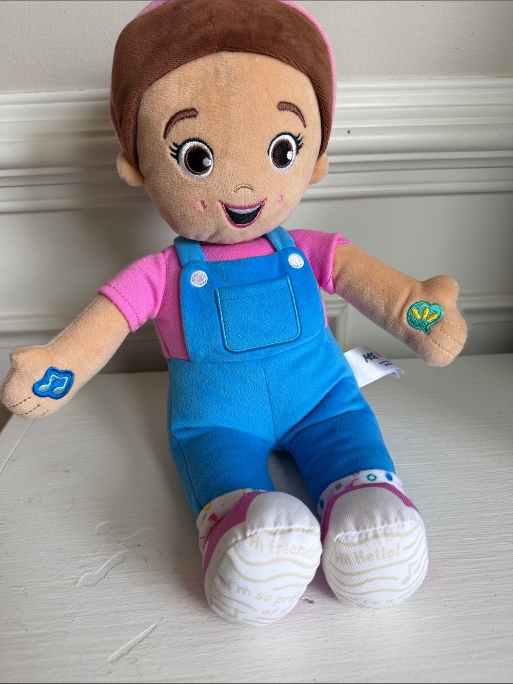 Plush Ms. Rachel Doll in Pink Shirt and Blue Overalls - Sings & Speaks.